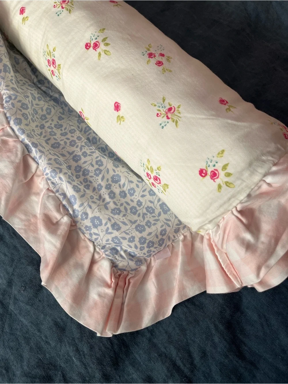 SweetHoney Nap Mat cotton floral print blue 0786 pink green ruffle ditzy